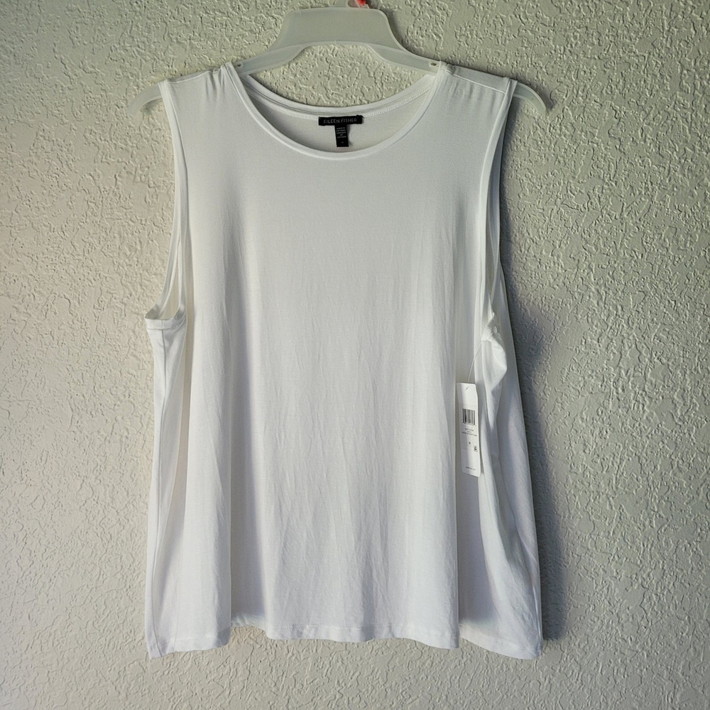 Eileen Fisher Women's XL White Tencel Sleeveless Tank Top
